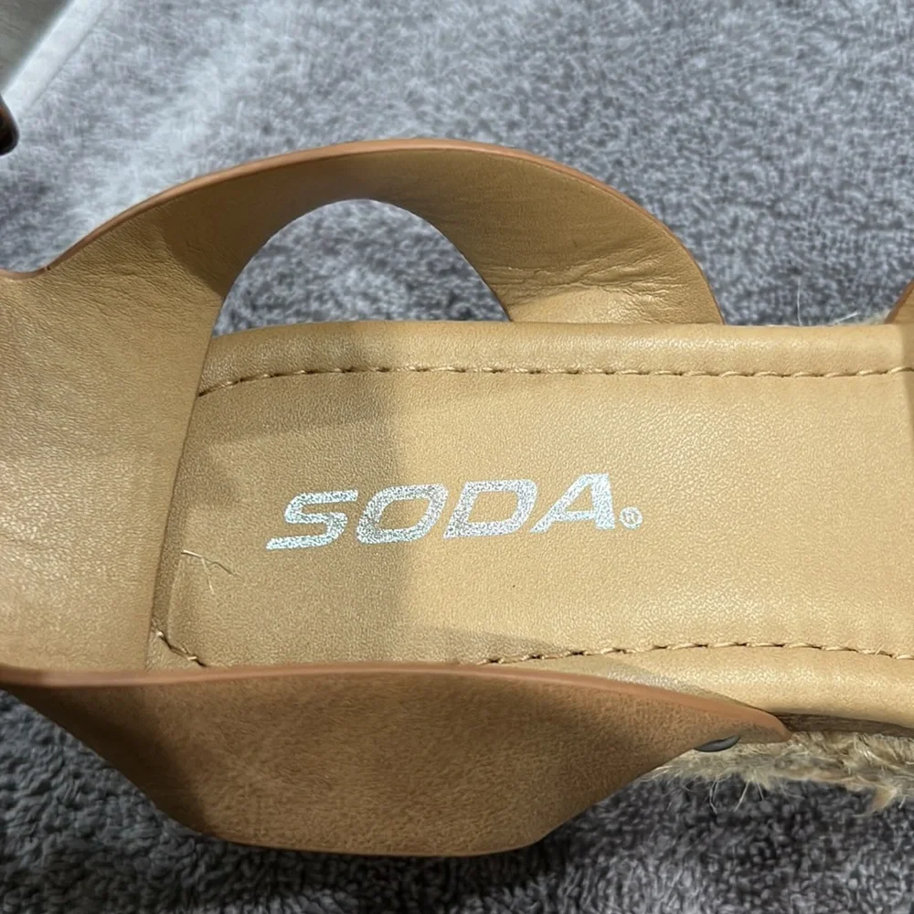 Soda open toe buckle ankle strap espadrilles flatform wedges